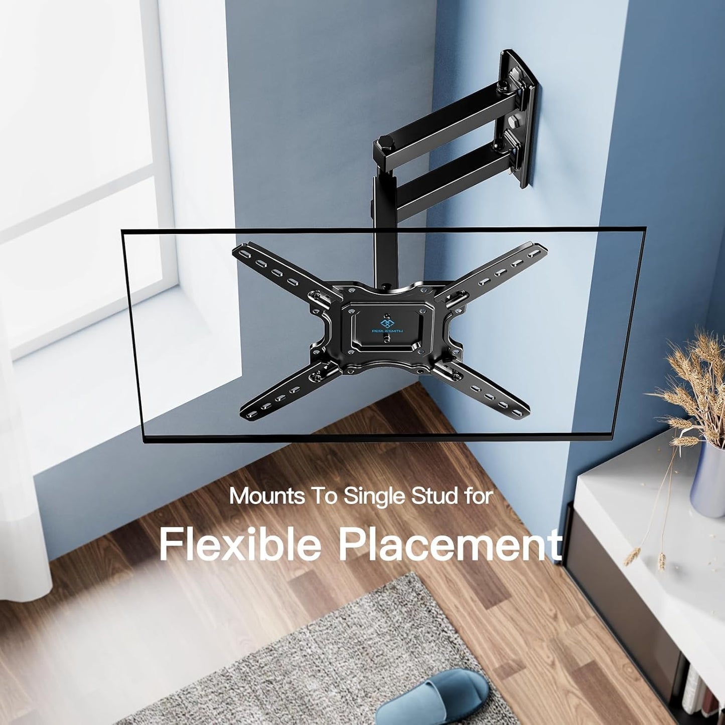 Perlesmith Full Motion TV Wall Mount - Fits 26-60 Inch Flat & Curved OLED TVs Up to 77lbs | Swivel, Tilt & Extend