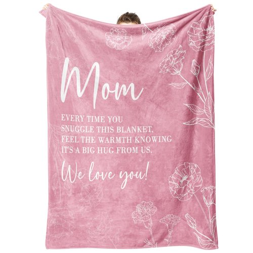 GiltGlimmer Gifts for Mom Mothers Day, Mom Birthday Gifts Blanket, Moms Gift for Women from Daughter Son, We Love You Present for Mother Mommy Christmas 60" x 50", Pink