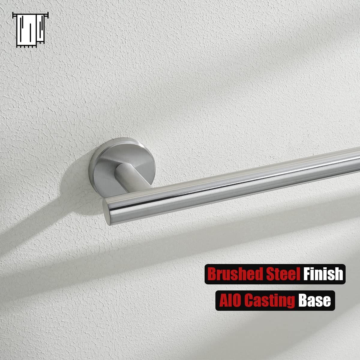 JQK Bath Towel Bar, 24 Inch 304 Stainless Steel Thicken 0.8mm Towel Rack Bathroom, Towel Holder Brushed Finished Wall Mount, Total Length 27 Inch 2 Pack, TB110L24-BN-P2