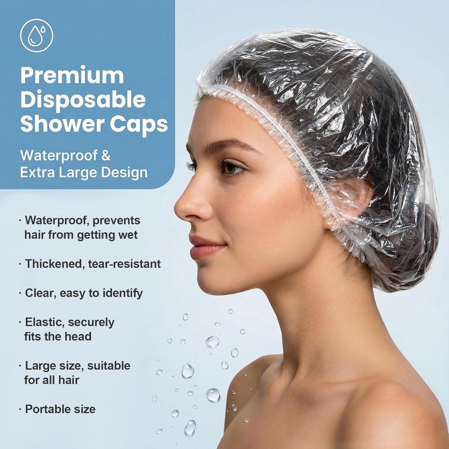MAQIHAN Disposable Shower Caps - Thickened Waterproof Hair Caps for Deep Conditioning | Large Size for Long Hair