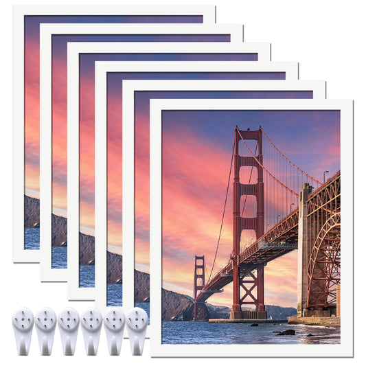 ijuerybai 6 Sets 14x18 Picture Frame, Frames for 14 x 18 Canvas Collage Photo Poster Certificate Wall Gallery, High Transparent Horizontal Vertical White 14 by 18 Inches