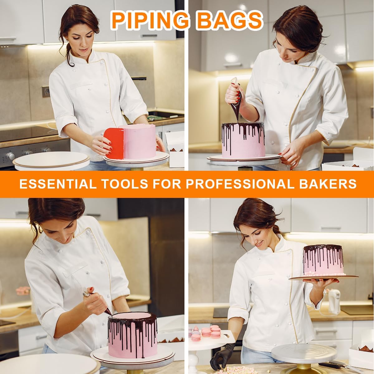 Skiennix Piping Bags - 50pcs 12 Inch Anti-Burst Disposable Pastry Bags | Non-Slip for Cake & Cookie Decorating