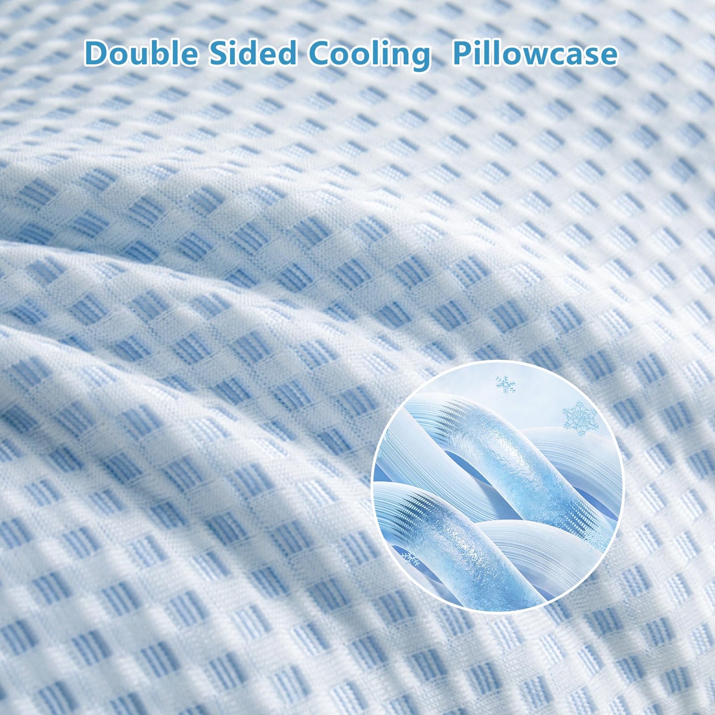 YOUR MOON Shredded Memory Foam Pillow for Sleeping Cooling Bed Pillows Queen Size Set of 2, Medium Firm Pillow 2 Pack Queen, Adjustable Loft Cooling Pillow for Hot Sleepers(Blue)