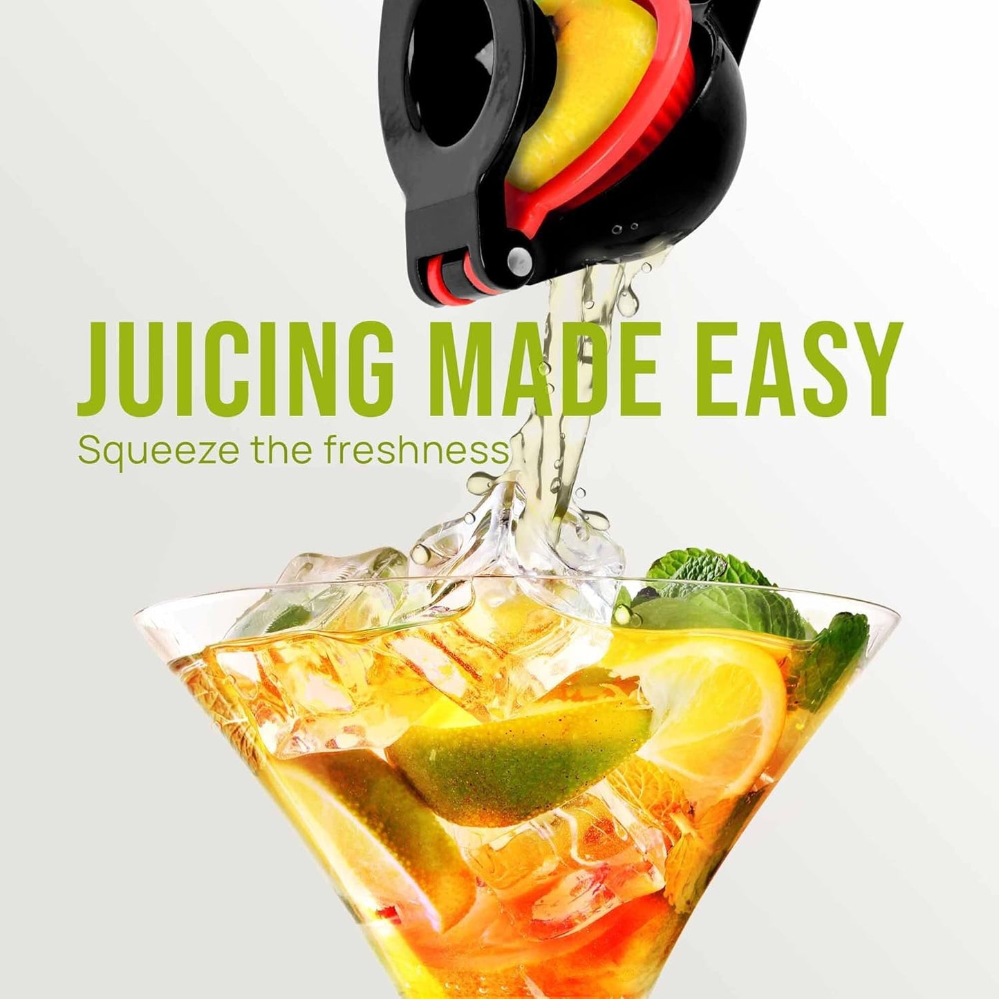 Zulay Kitchen 2-in-1 Lemon Squeezer - Sturdy Manual Citrus Juicer for Maximum Juice Extraction - Black/Red