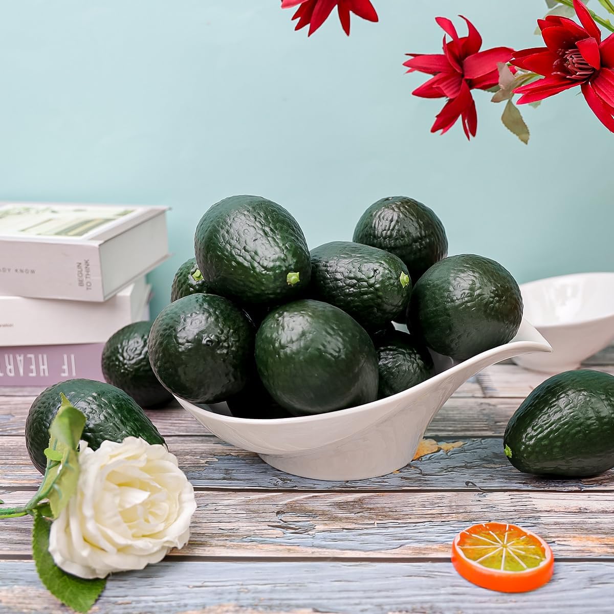 Artificial Lifelike Avocado Decorations - 6pcs Fake Fruit for Home & Party Props