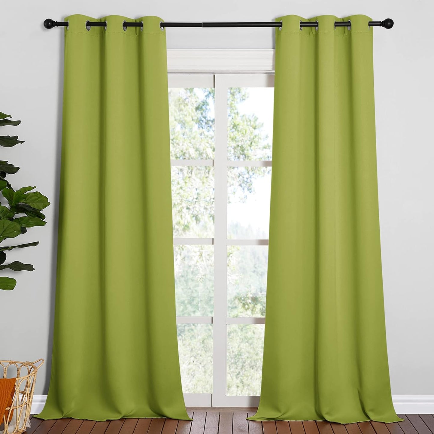 NICETOWN Room Darkening Curtains - Fresh Green Thermal Insulated Panels, 95" Length | 42" Width, Set of 2