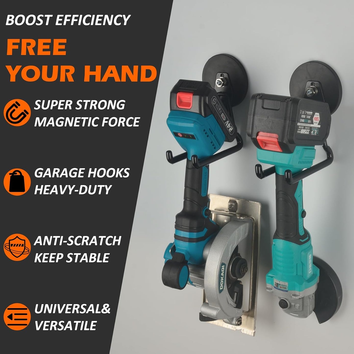 MUTUACTOR Heavy-Duty Magnetic Hooks - 40lbs Anti-Scratch Strength | 2-Pack for Garage Organization