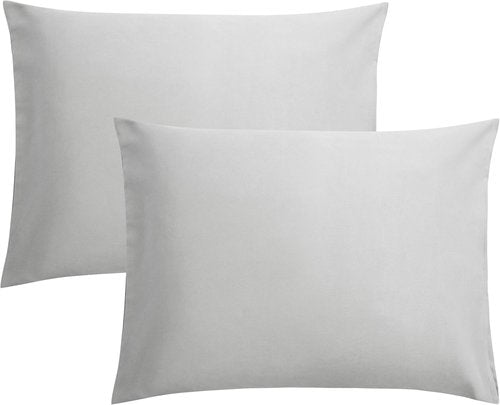 FLXXIE Pillow Cases - Soft Microfiber Standard Size Pillow Covers | Wrinkle & Stain Resistant, 2-Piece Set, Light Grey 20x26