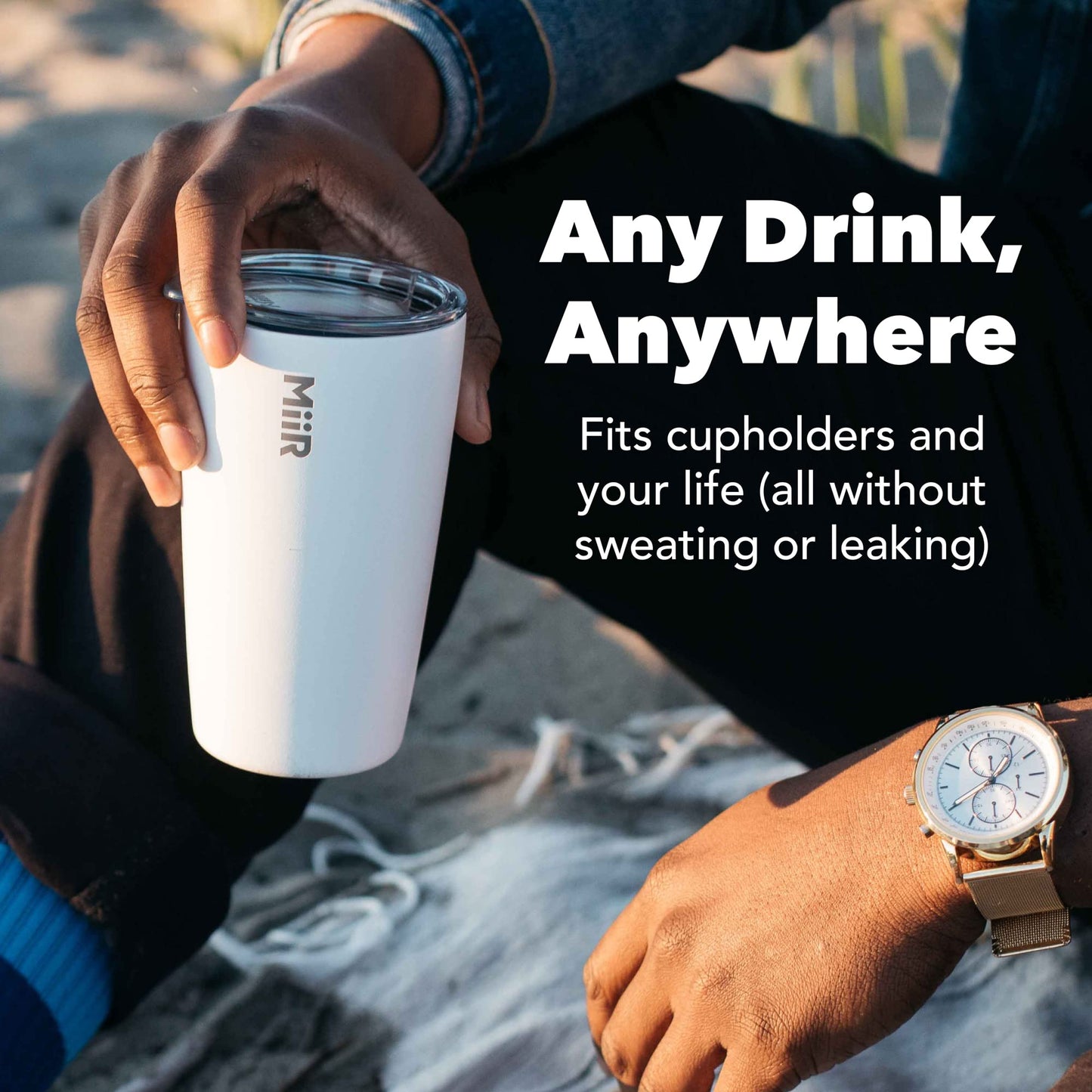 MiiR, Tumbler, Vacuum Insulated, Stainless Steel with Slide Lid, Cup Holder Compatible & BPA Free, Black, 12 Fluid Ounces