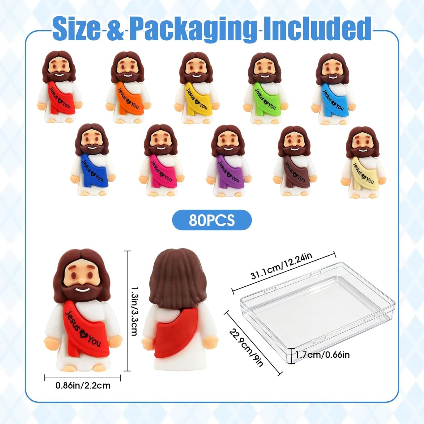 Little Jesus Figures by [Brand Name] - 80pcs Mini Jesus Figurines for Easter Eggs & Baptism Party Favors