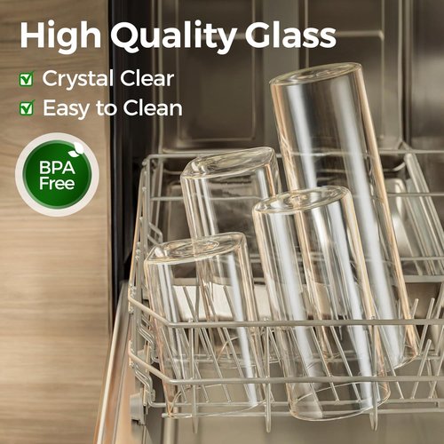 ComSaf Glass Food Storage Jars - Set of 6 Clear Containers with Lids for Kitchen Organization | Ideal for Pasta, Flour, Nuts, and More