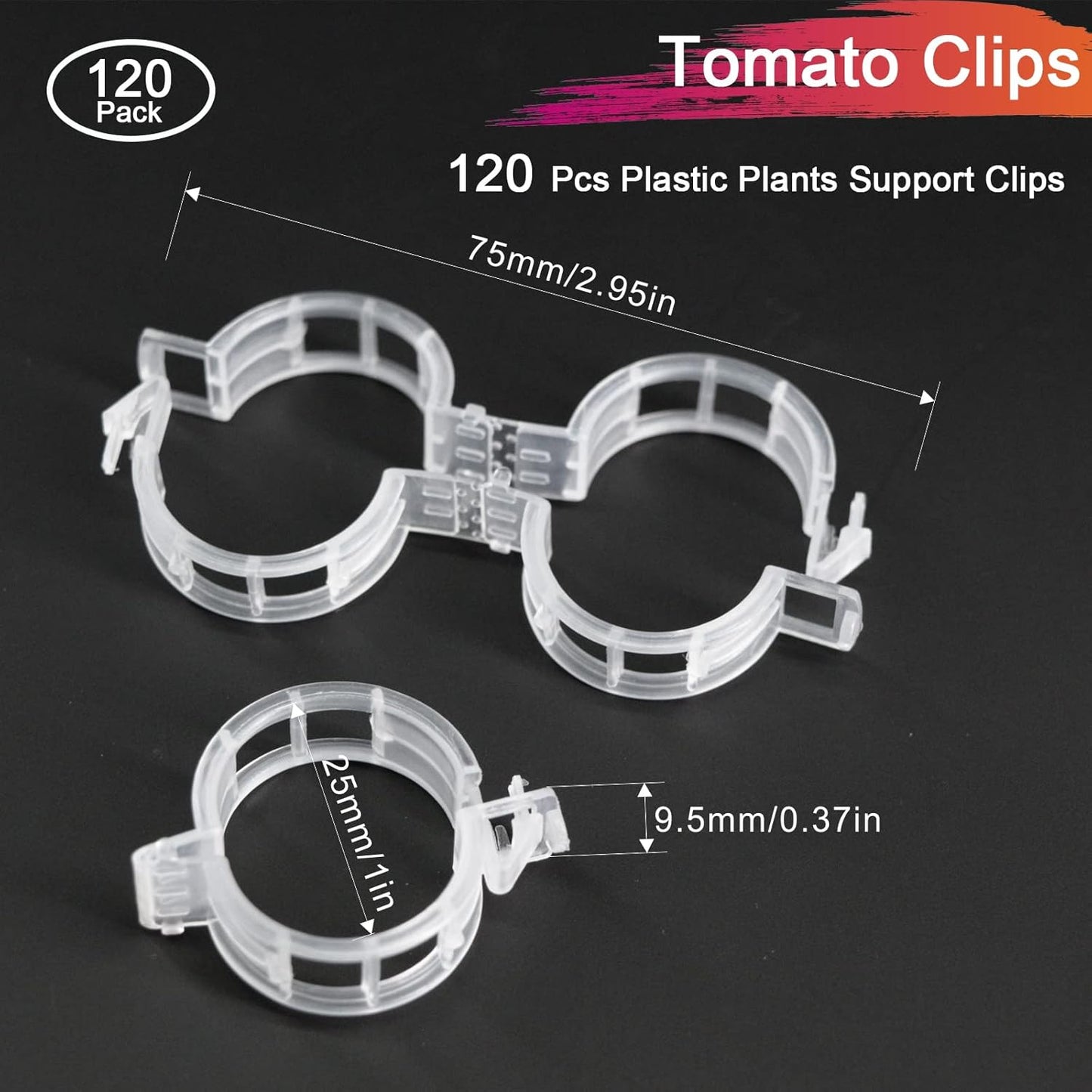 Skiennix 120 Pack Tomato Clips - Durable Plant Support Clips for Vertical Gardening | Ideal for Cucumbers, Orchids, and Vegetables
