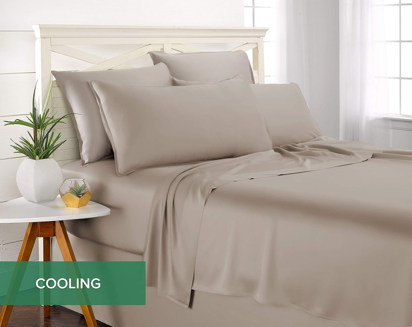 Pure Bamboo Twin XL Sheets - Luxuriously Soft 100% Organic Viscose Bed Sheet Set | Cooling & Durable (Sand)