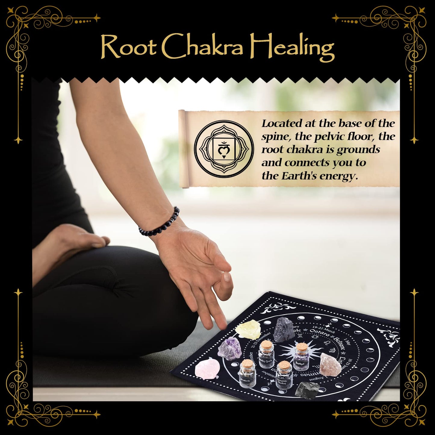 SHYSHINY Wiccan Supplies and Tools for Protection, 130Pack Witchcraft Supplies Witchy Gift for Beginners, Dried Herbs, Crystals, Candles, Witch Starter Spell Kit