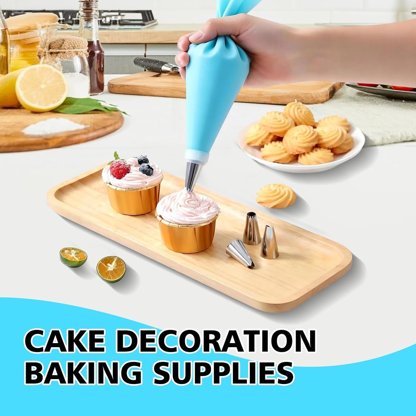 Regine Switzerland Piping Bags and Tips Set - 245-Piece Cake Decorating Kit | 12-Inch Disposable Pastry Bags & Reusable Icing Tools for Cupcake and Cookie Decorating