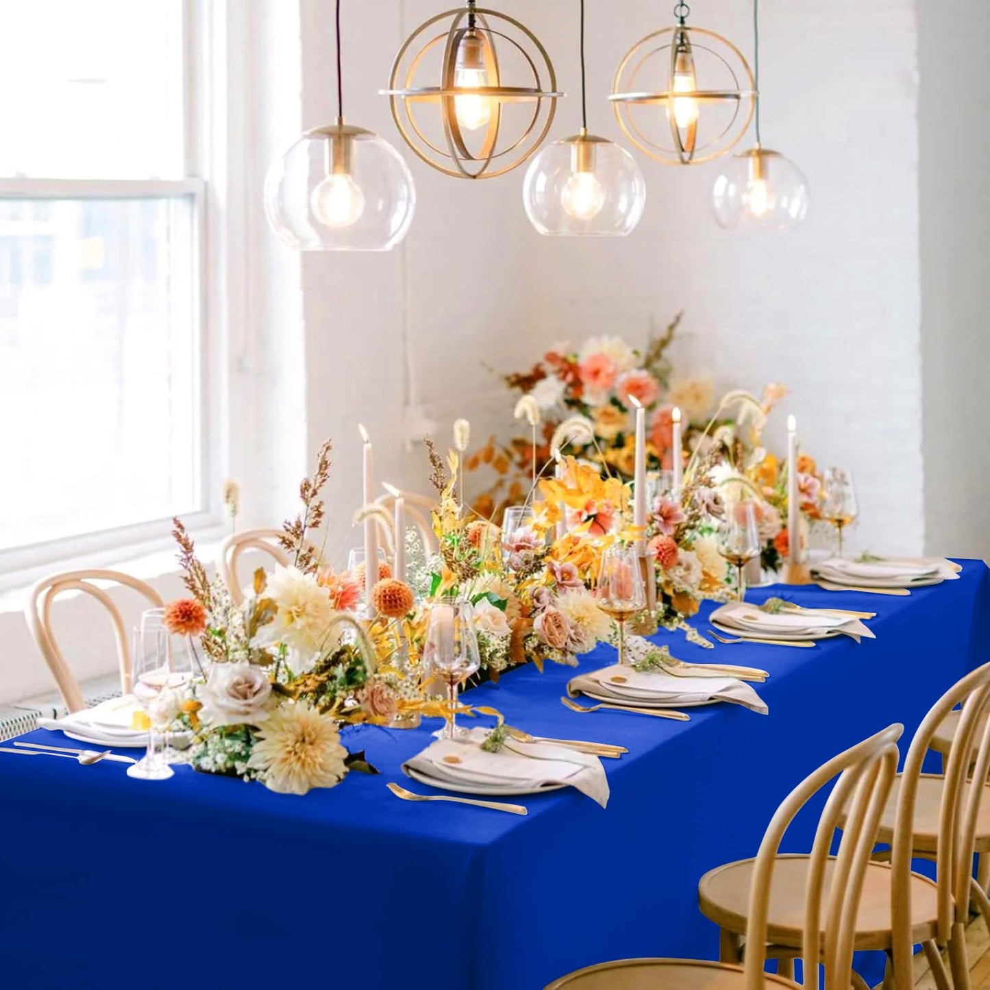 sancua Royal Blue Tablecloth for 8 Foot Rectangle Tables, 6 Pack - 60x120 Inch - Washable Fabric Table Cloth, Reusable Polyester Table Covers for Wedding Party, Banquet, Independence Day, July 4th