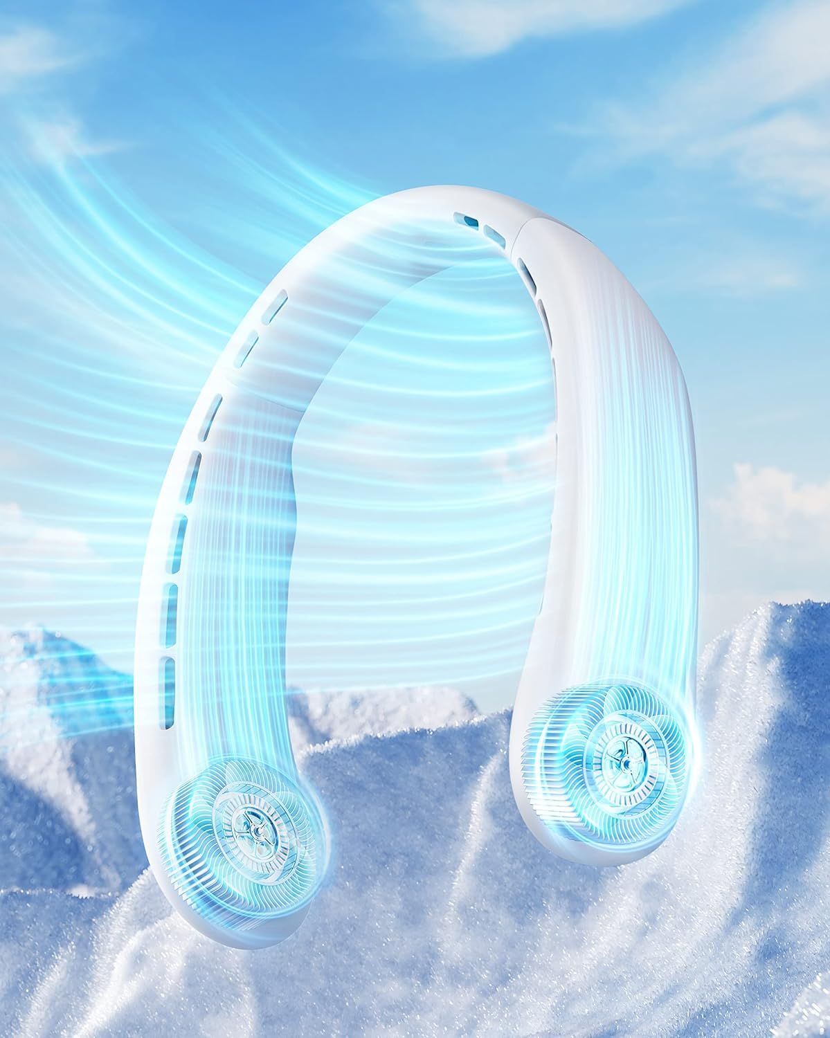 RANVOO 2024 AICE Portable Neck Cooling Fan -Ergonomic Fit, Adjustable Customize Size, Rechargeable Personal Ultra Lightweight Wearable Fan