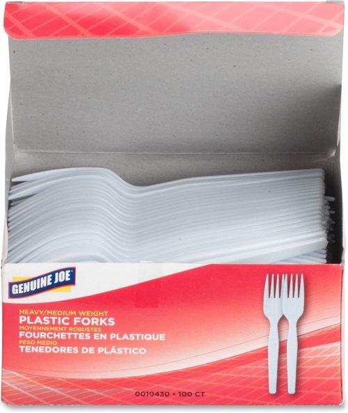 Genuine Joe Heavyweight Plastic Forks - Durable & Reliable | Pack of 100