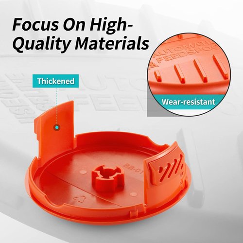 BLACK+DECKER Trimmer Line Cap & Spring - Replacement Spool Cap Covers for AFS Trimmer (RC100P) | 4 Pack