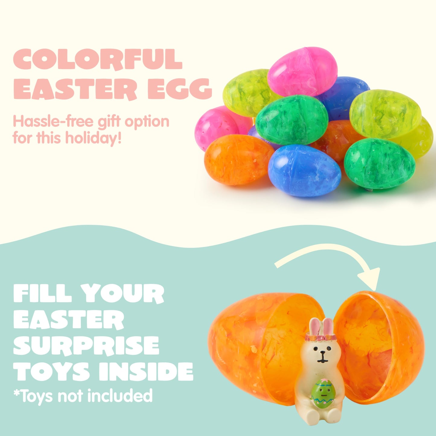 JOYIN 72 Pcs Plastic Iridescent Printed Bright Easter Eggs 3.15" Tall for Easter Hunt, Basket Stuffers Fillers, Classroom Prize Supplies, Filling Treats and Party Favor