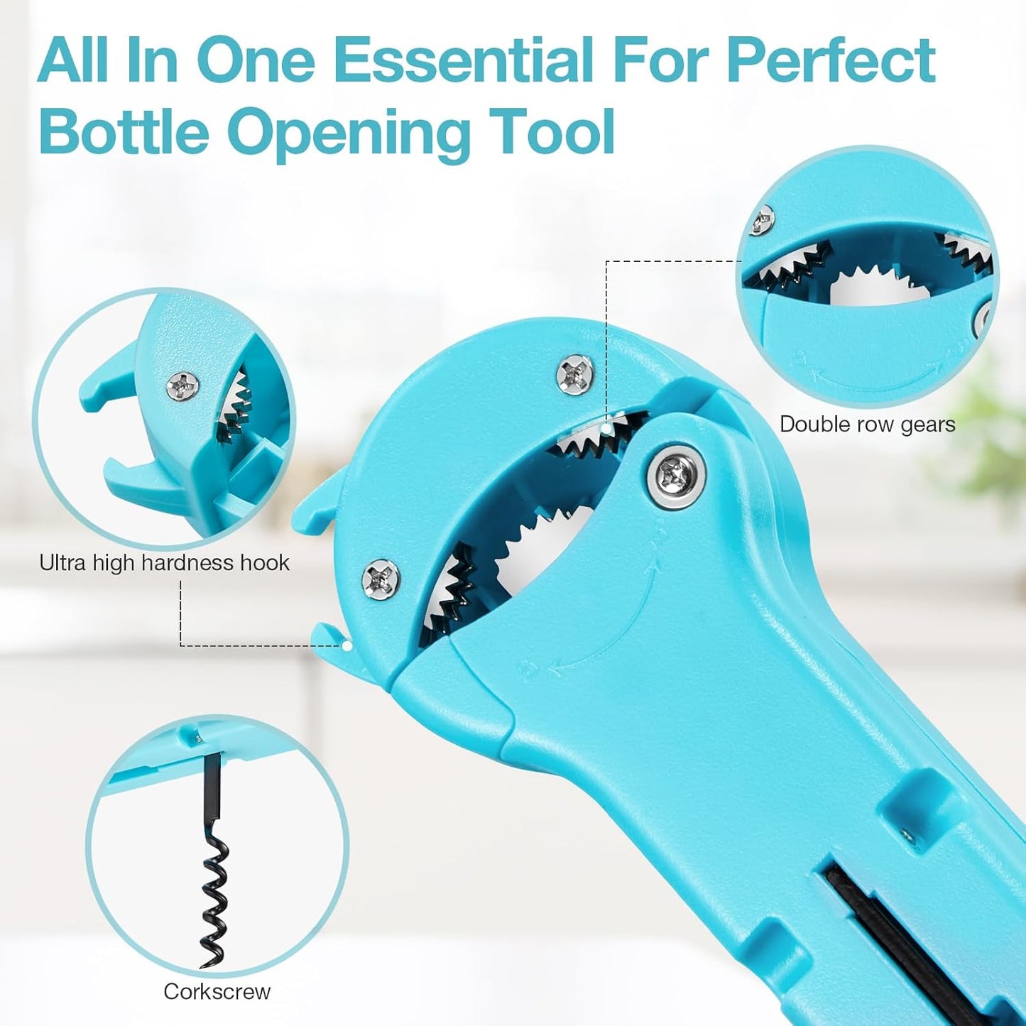 Skiennix 7-in-1 Jar Opener - Magnetic Adjustable Kitchen Tool for Seniors & Arthritis Relief (Teal)