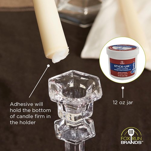 Fox Run Candle Adhesive - 12 Ounces of Stick-Um Holder Dots for Secure Candle Placement