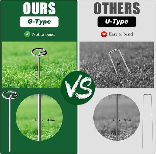Feed Garden 120 Pack Landscape Staples - 8 Gauge 6 Inch Galvanized Garden Stakes for Lawn & Tent Use