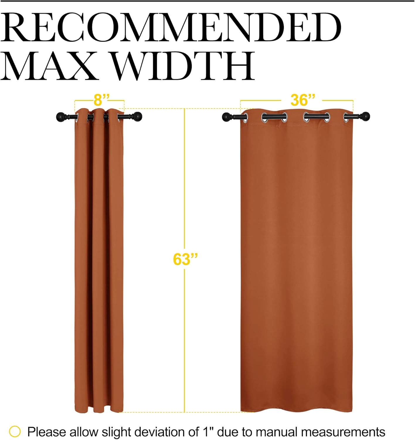 NICETOWN Blackout Curtains - Thermal Insulated Privacy Drapes for Windows | Burnt Orange, 42 x 63 Inches