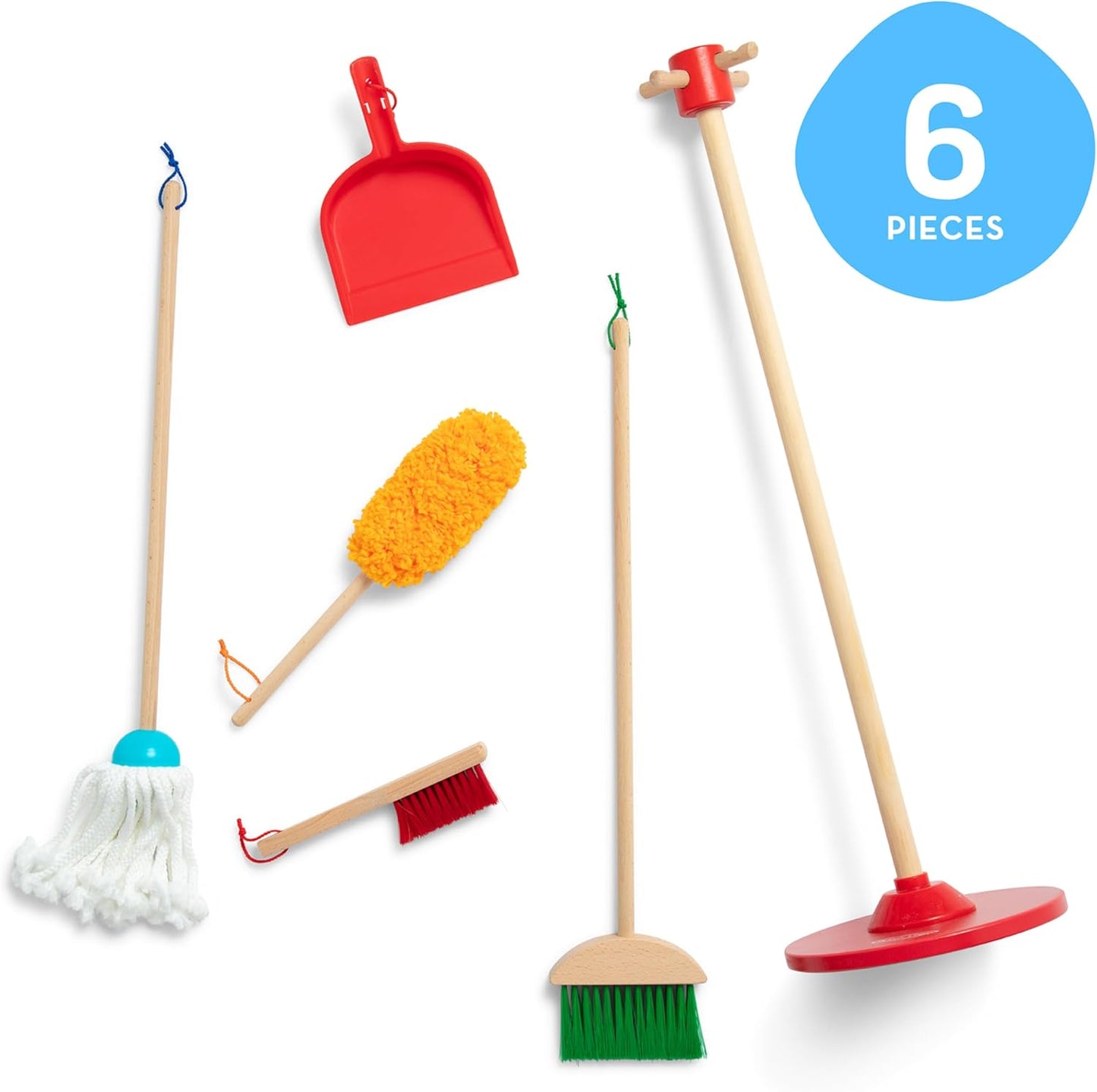 Melissa & Doug Toddler Cleaning Set - 6-Pc. Dust Sweep Mop with Broom & Accessories for Ages 3+