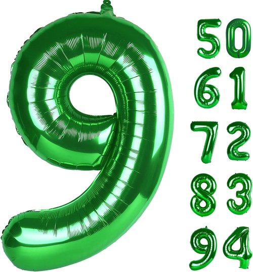 Green 9 Balloon - 40 Inch Giant Number Balloon for 9th Birthday Decorations | Perfect for Boys & Girls