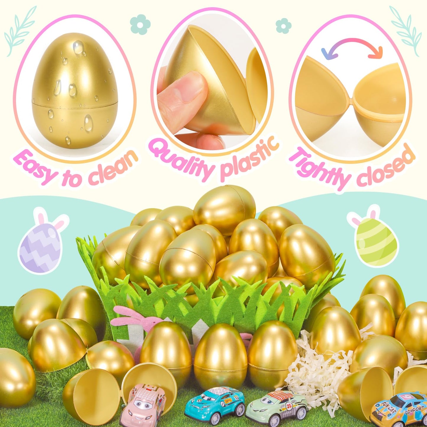 SevenQ Toy Cars Easter Basket Stuffers 24 Pcs, Prefilled Easter Egg Fillers Race Car Party Favors for Kids Birthday Goodie Bag Treasure Box Toys for Classroom Treat Prizes Pinata Egg Hunt Supplies
