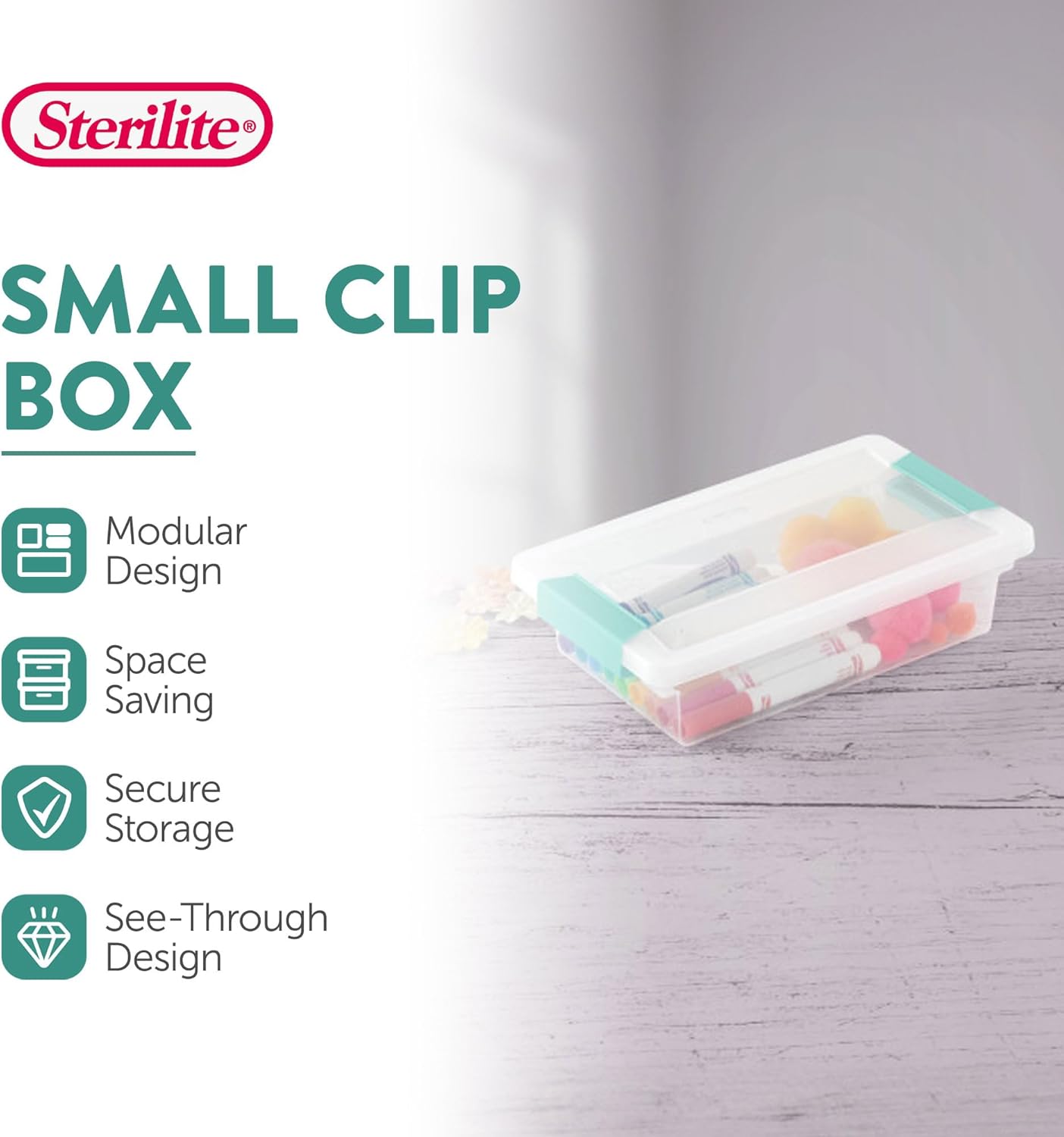 Sterilite 30-Pack Clip Box | Stackable Clear Plastic Bins with Latching Lids for Organizing Arts & Crafts
