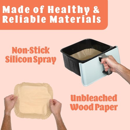 Air Fryer Liners | 125 Pack 8" Unbleached Non-Stick Parchment Paper for 5-8 QT Baskets