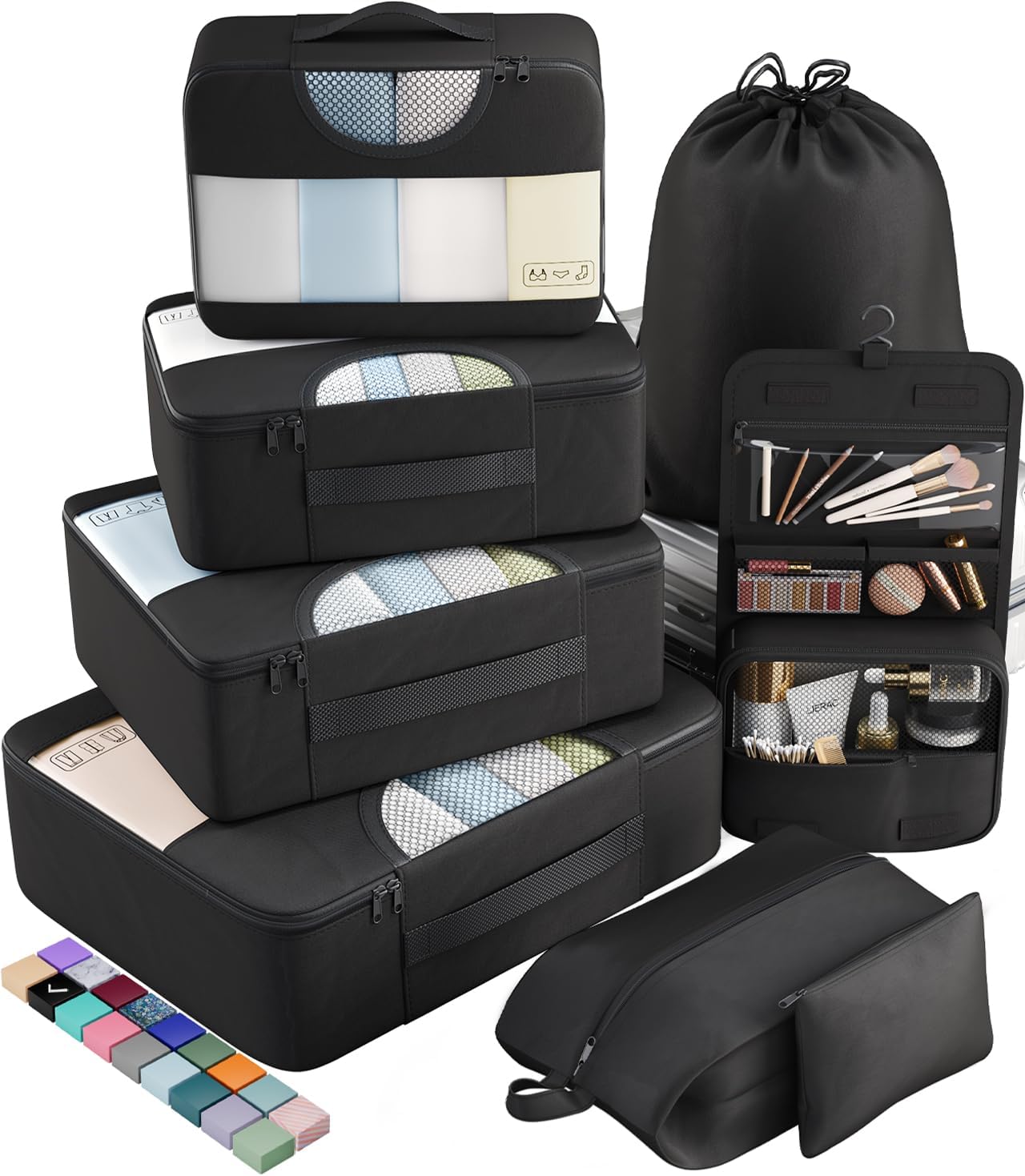 OlarHike 48QT Storage Bins - 3 Pack with 8 Packing Cubes for Organized Travel & Home Storage