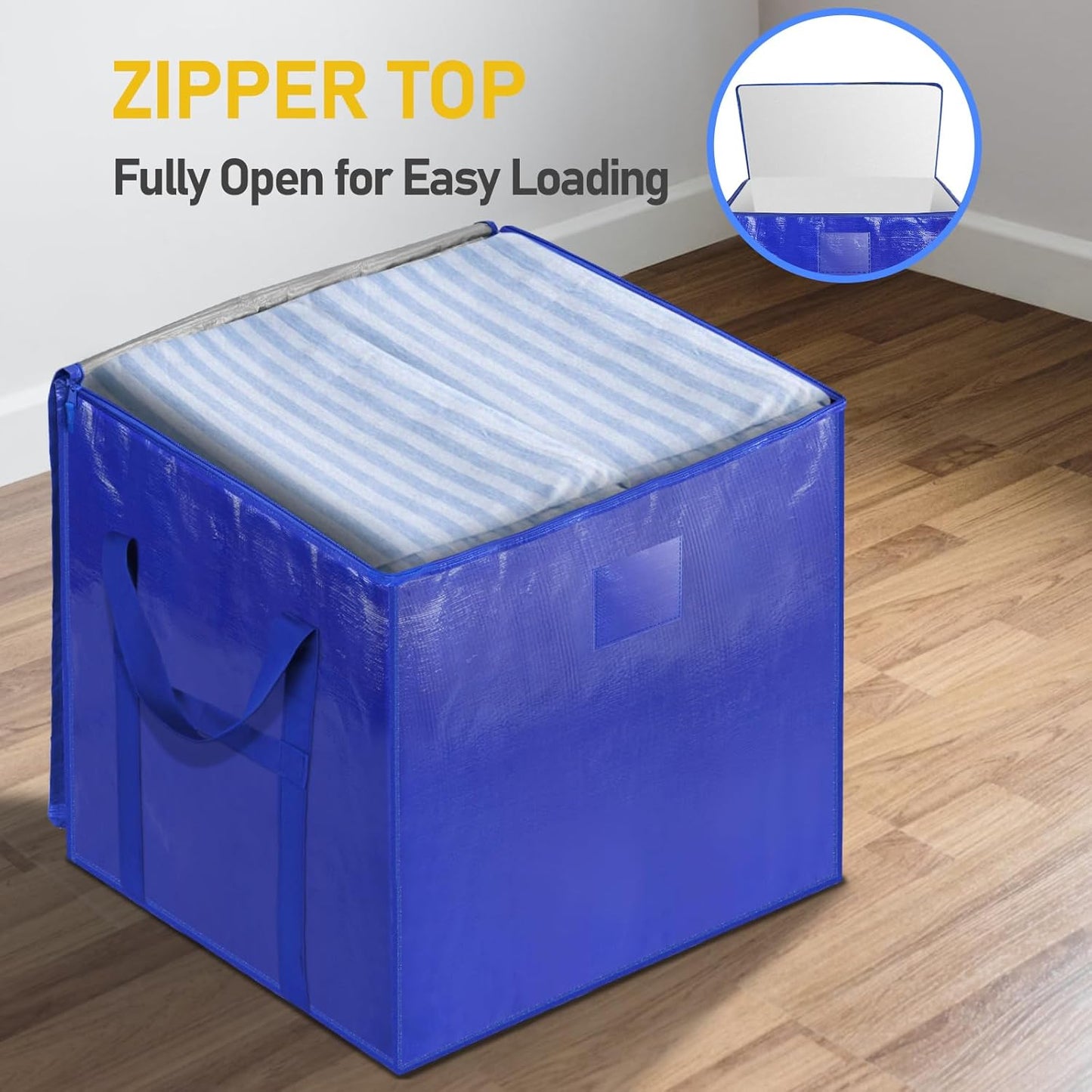 TICONN Extra Large Moving Bags - Heavy-Duty Storage Totes with Zippers & Handles | 75 Gallon (4 Pack)