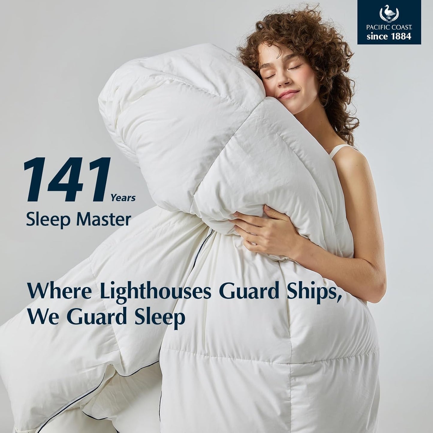 Pacific Coast Goose Feather Down Comforter - Extra Fluffy Twin Size Duvet Insert, Ultra-Soft & Breathable, All Season Luxury Bedding (68"x90")