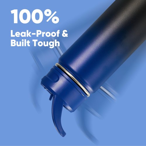 Fijinhom 18oz Insulated Stainless Steel Water Bottle with Straws, Double Wall Vacuum Insulated Bottles, Metal Thermo for Travel, Sports, Leak-Proof, BPA Free, Women & Men, Blue Gradient