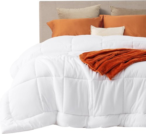Bedsure Comforter Duvet Insert - All-Season Quilted Down Alternative Blanket, Cal King Size, White 96x102 Inches