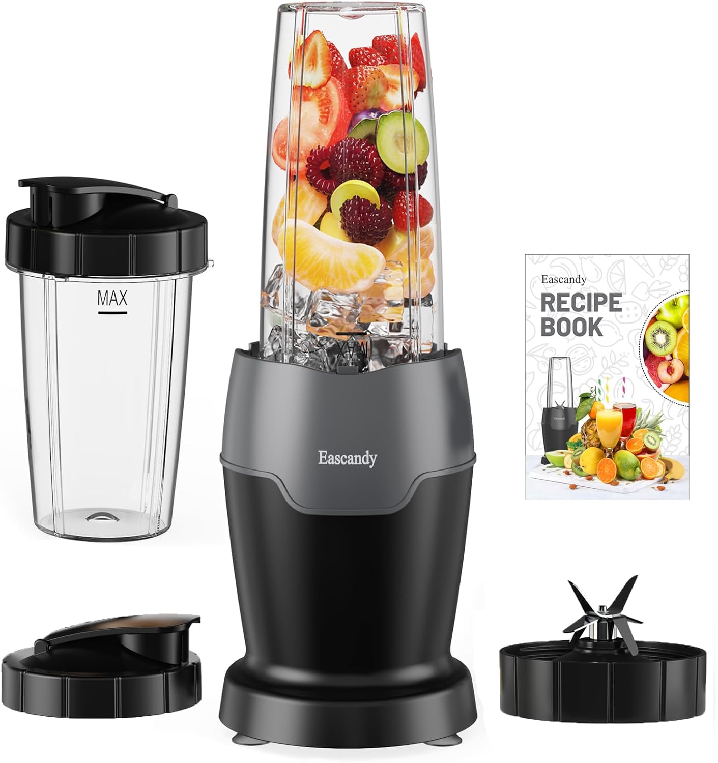 Real 900W Smoothie Blender - 7-in-1 Personal Blender with 3D Stainless Steel Blades & 2 Tritan Cups
