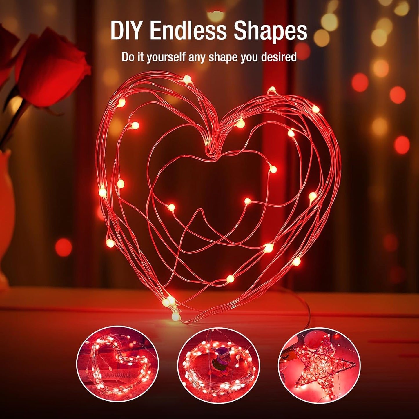 Skiennix 6 Pack Fairy Lights - 7ft 20 LED Waterproof Twinkle String Lights for DIY Party & Wedding Decor | Red