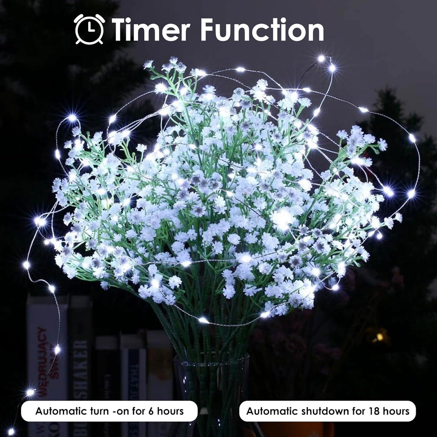 Skiennix 2-Pack Battery Operated Fairy Lights - Waterproof 16FT 50 LED String Lights for Indoor/Outdoor Decor | Cool White