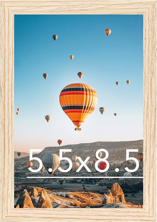 JCJMY Picture Frame - 5.5x8.5 Wall Mount or Tabletop Display | Shatter-Resistant Plexiglass, Natural Finish