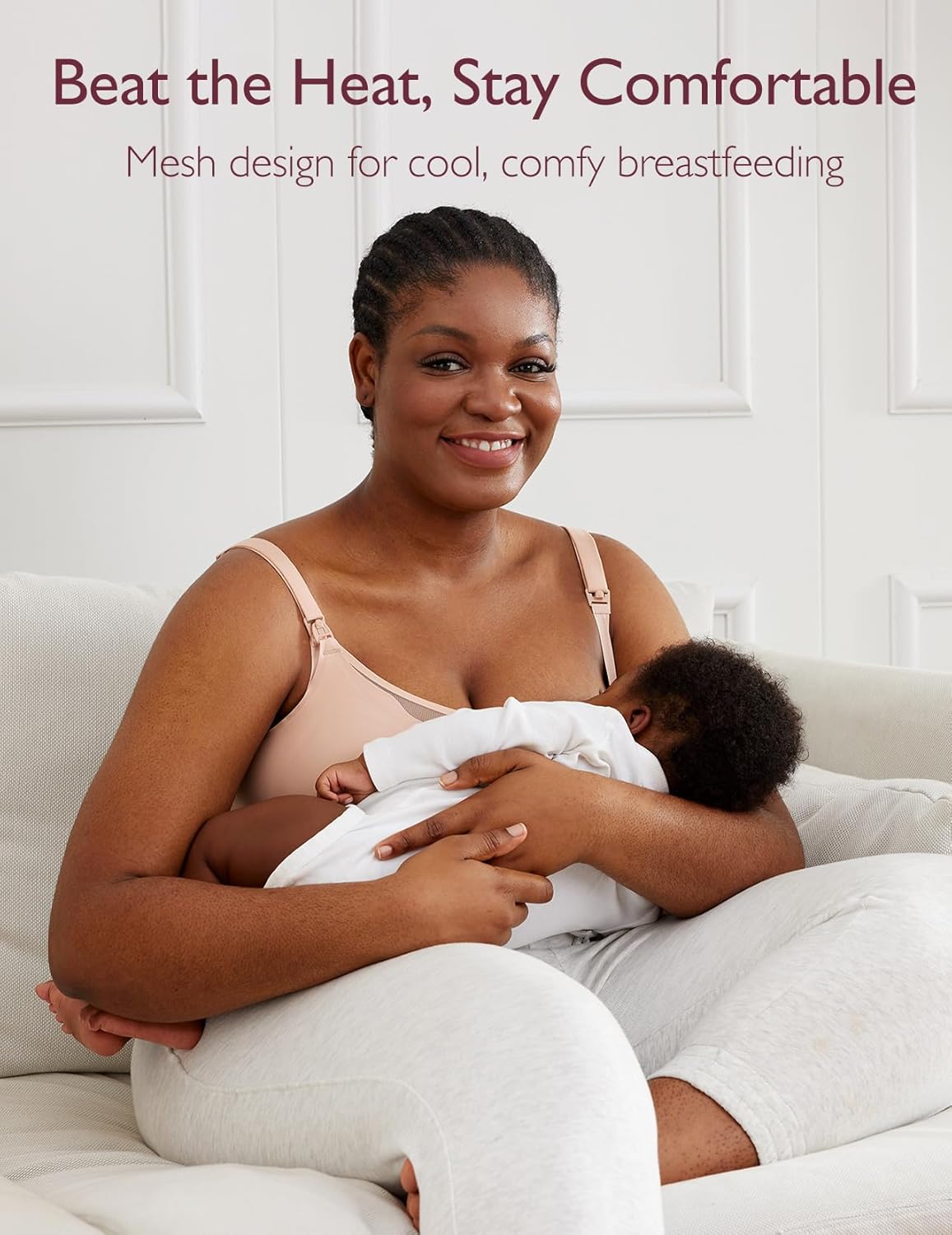 Momcozy Nursing Bras - Breathable Mesh Comfort for Breastfeeding | Wireless Maternity Sleep Bra