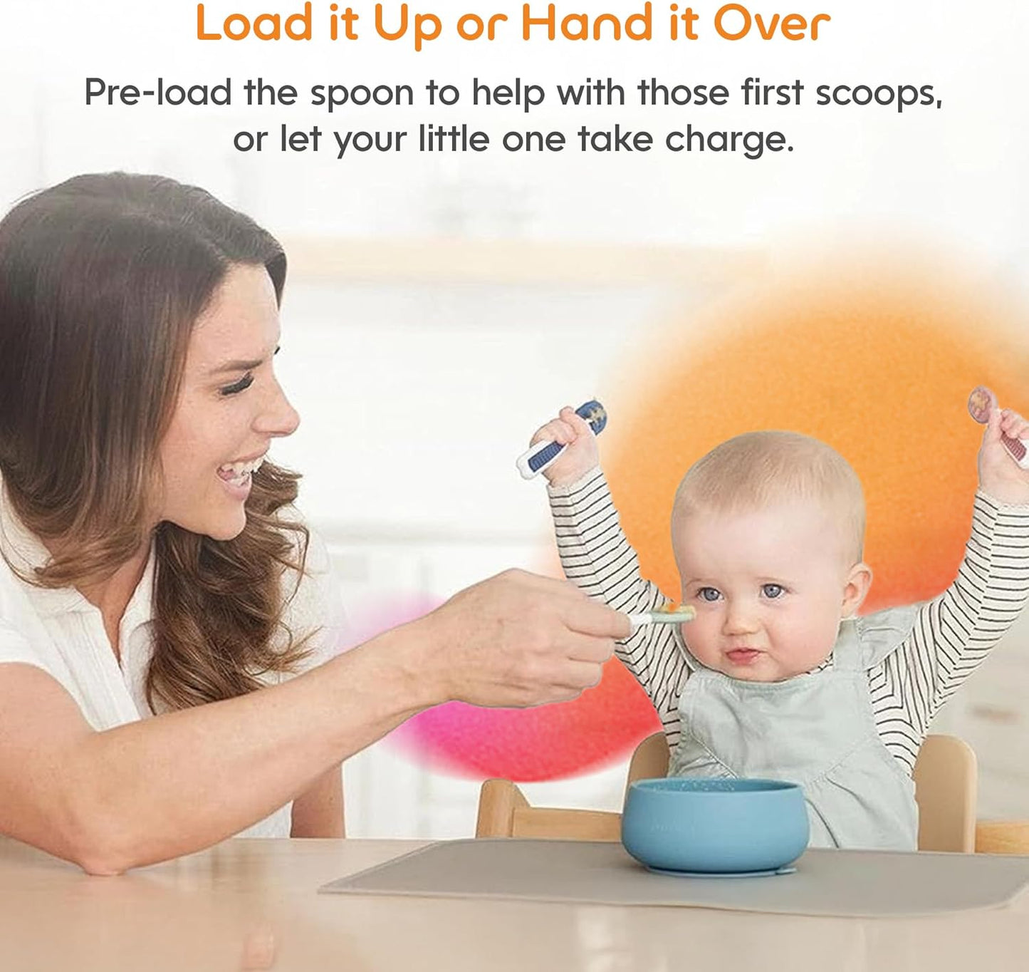 NumNum Baby Spoons Set - GOOtensils for Self-Feeding | BPA-Free Silicone Utensils, 6 Pack for 6+ Months