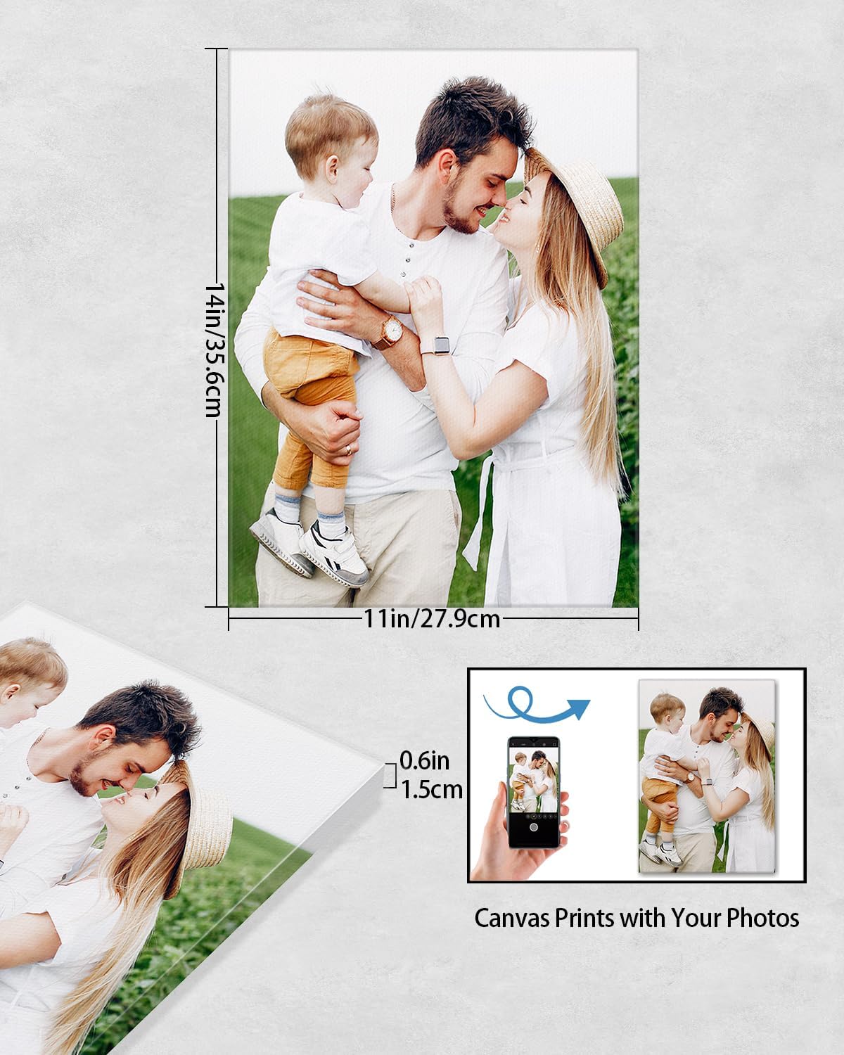 Skiennix Personalized Canvas Wall Art - Custom Framed 11x14 Prints for Home Decor | Unique Photo Gifts for Family & Friends