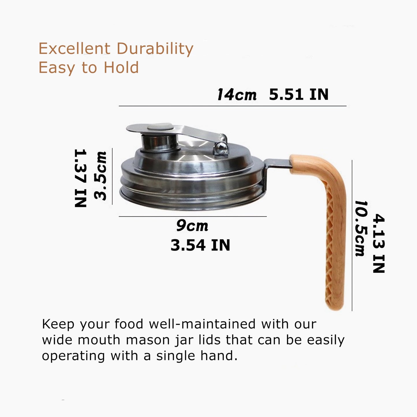 Stainless Steel Mason Jar Lids with Rubber Gasket and Handle,Mason Jar Lids for Wide Mouth,Bottle Cover for Cold Brew Grain Screw Cans Caps (Jars Not Included) (2)