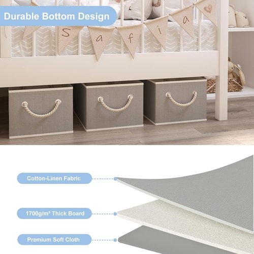 Closet Storage Bins by [Brand Name] - Collapsible Organizers for Linen Closet | Gray, 4-Pack