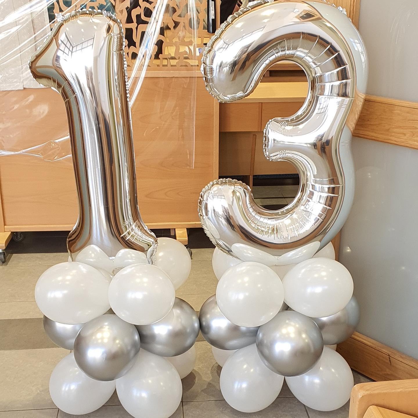Number 13 Balloon by Silver | 40-Inch Metallic 13th Birthday Decoration for Kids