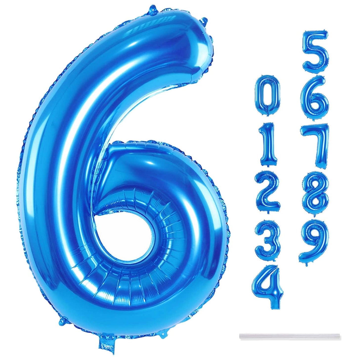40 Inch Blue Large Numbers Balloons 0-9, Self Inflating Foil Number 6 Helium Balloons for 6th Boys, Big Digit 6 Balloons for Men 16th 60th Birthday Party Anniversary Graduation Supplies Decorations