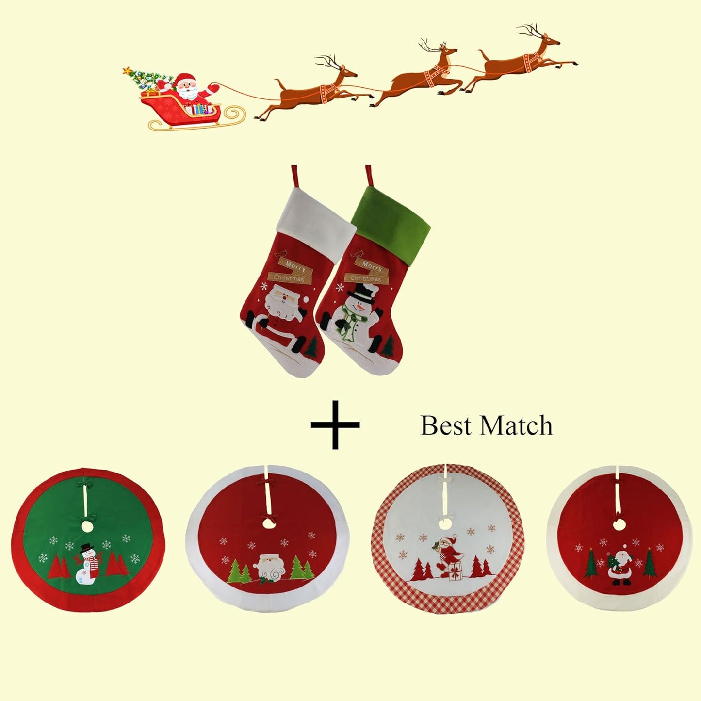 Classic Christmas Stockings Set of 2 - Santa & Snowman 17-Inch Holiday Decor